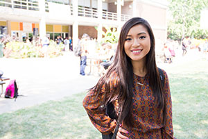 Student In front of Cooper Center