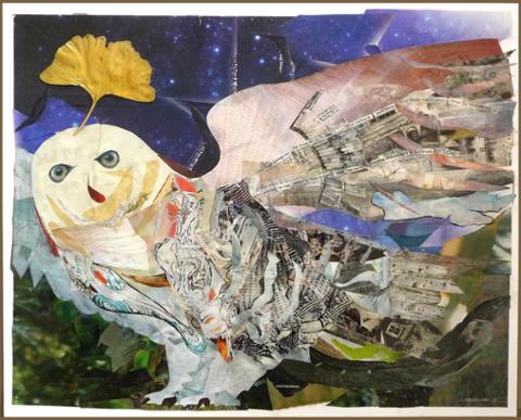 "Ginkgo Owl" by Julie Maynard, on exhibit at the HACC-Gettysburg Campus